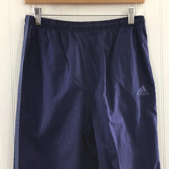 Adidas Vintage Y2K Blue Jogger Track Pants 3 Striped Womens Medium Ankle Zip - Picture 2 of 10